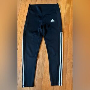 adidas Black Leggings with White Side Stripes size M